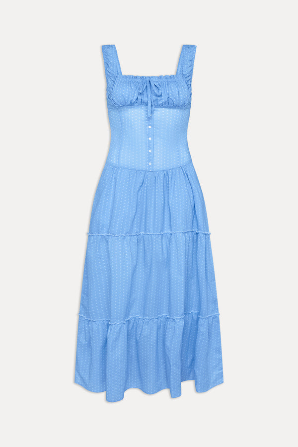 Frankies Bikinis Christabelle Polka Dot Maxi Dress Raindrop