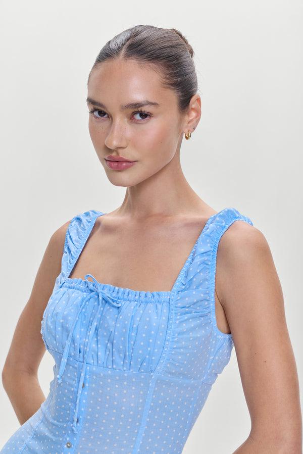 Frankies Bikinis Christabelle Polka Dot Maxi Dress Raindrop