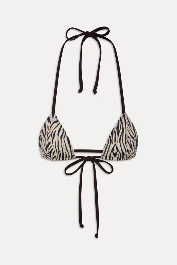 Frankies Bikinis Coastal Micro Triangle Bikini Top Zebra
