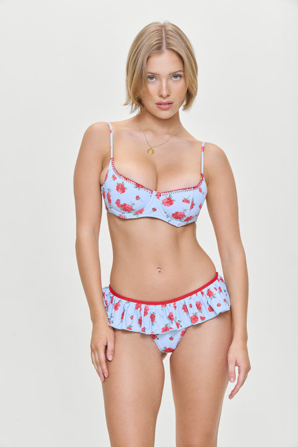 Frankies Bikinis Cola Floral Underwire Bikini Top Rosewater