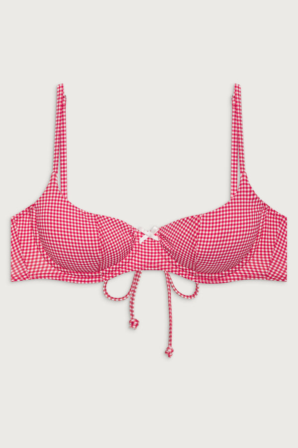 Frankies Bikinis Cola Underwire Balconette Bikini Top Ladybug Gingham