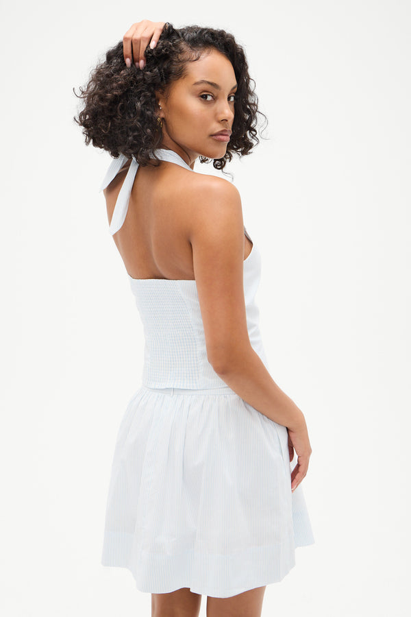 Frankies Bikinis Cottage Striped Halter Top Saltwater Stripe