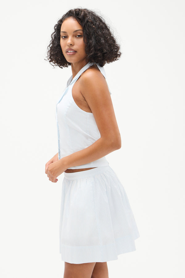 Frankies Bikinis Cottage Striped Halter Top Saltwater Stripe