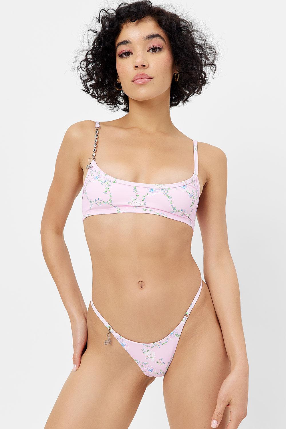 frankies bikinis Dallas Floral Chain Bikini Top Fairytale