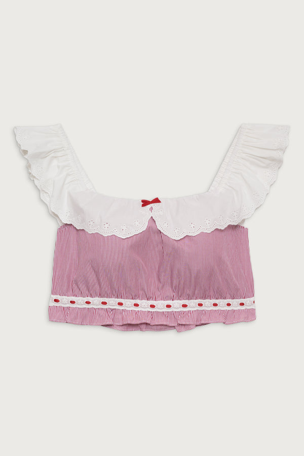 Frankies Bikinis Darling Striped Cropped Shirt Peppermint