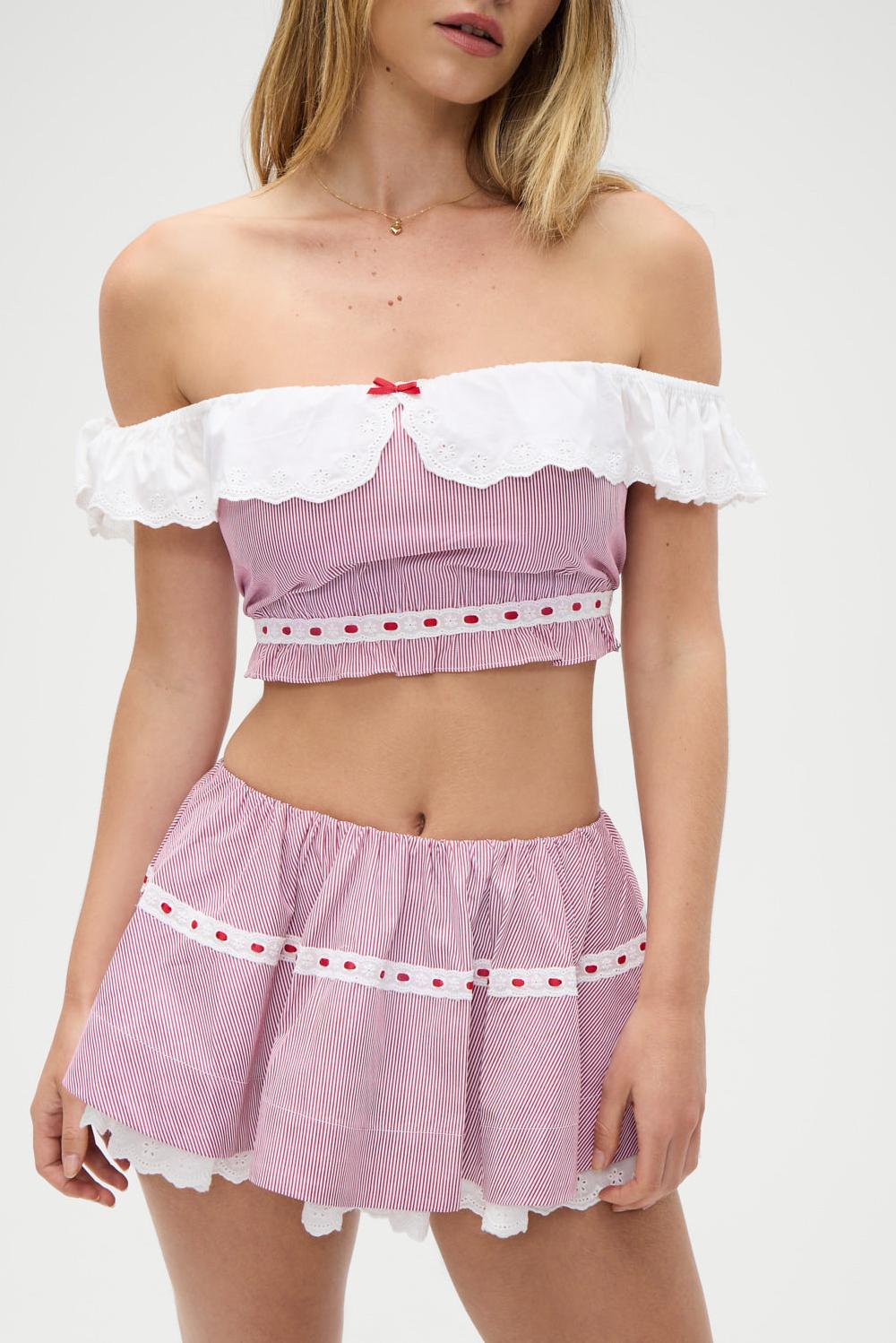 frankies bikinis Darling Striped Cropped Shirt Peppermint