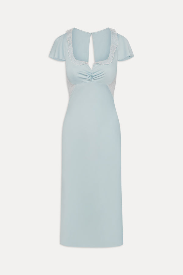 Frankies Bikinis Delicate Lace Midi Dress Angel's Breath