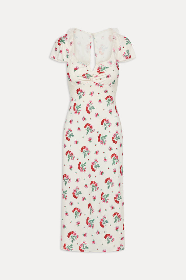 Frankies Bikinis Delicate Lace Midi Dress Cherry Flower