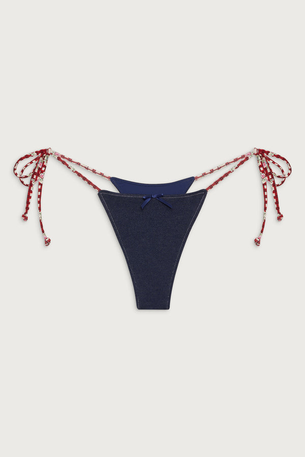 Frankies Bikinis Divine Skimpy Bikini Bottom Blue Denim