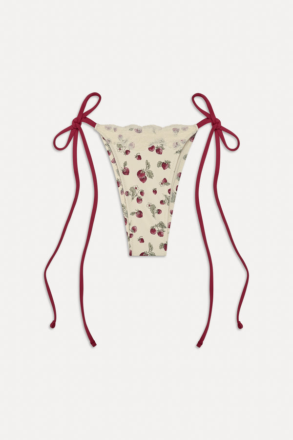 Frankies Bikinis Divine Skimpy String Bikini Bottom Strawberry Field