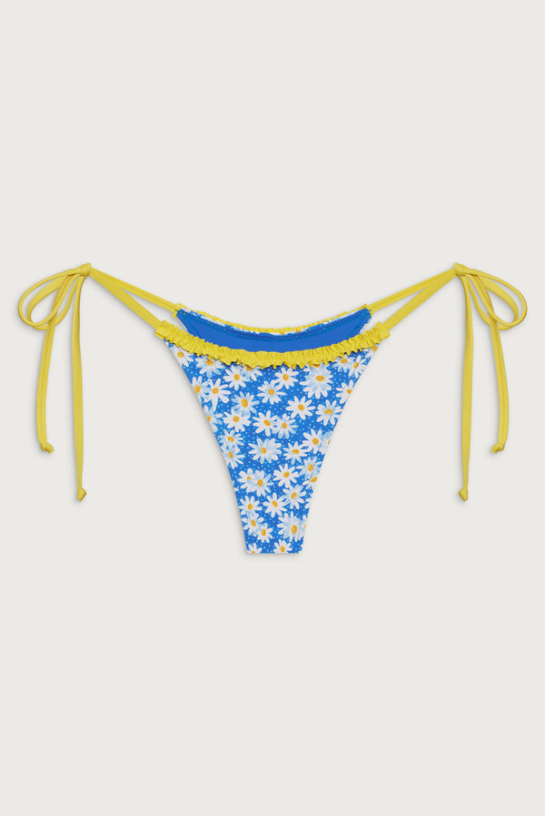 Frankies Bikinis Divine Tie Side Skimpy Bikini Bottom Blue Daisy