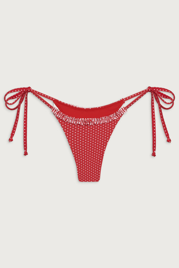 Frankies Bikinis Divine Tie Side Skimpy Bikini Bottom Scarlet Dot