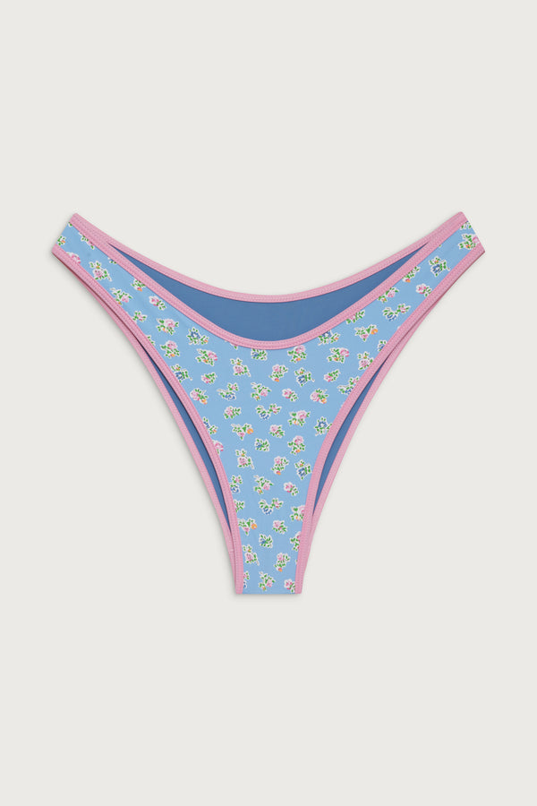 Frankies Bikinis Dove Classic Floral Bikini Bottom Blue Hawaii