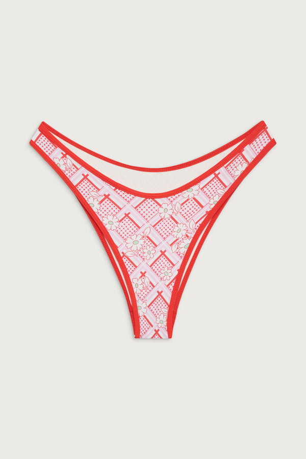 Frankies Bikinis Dove Classic Floral Bikini Bottom Red Rover