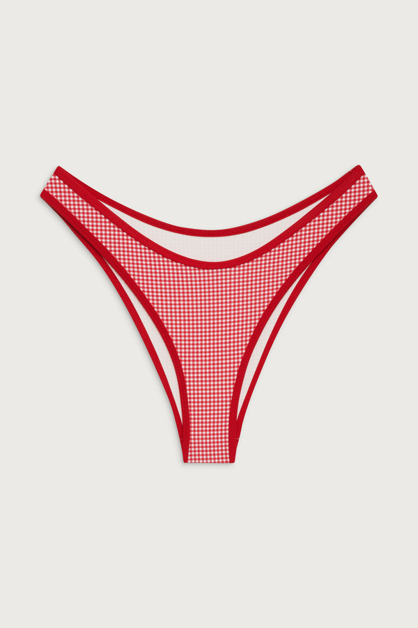 Frankies Bikinis Dove Classic Gingham Bikini Bottom Ladybug Gingham