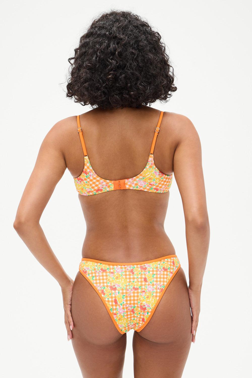 frankies bikinis Dove Floral Classic Bikini Bottom Marigold Gingham