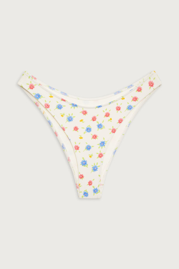 Frankies Bikinis Dove Floral Classic Bikini Bottom Water Blossom