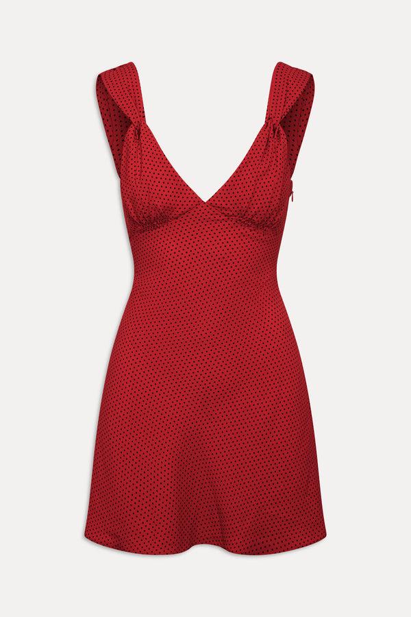 Frankies Bikinis Emilia Polka Dot Mini Dress Spice Dot