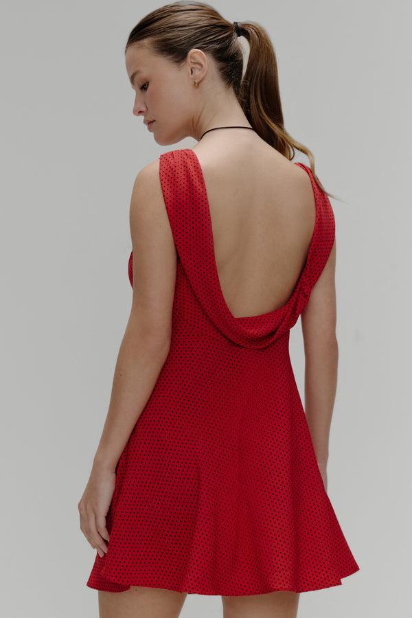 Frankies Bikinis Emilia Polka Dot Mini Dress Spice Dot