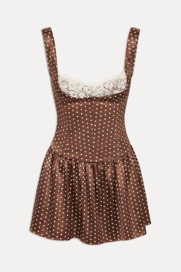 Frankies Bikinis Enchantment Mini Dress Chocolate Dot