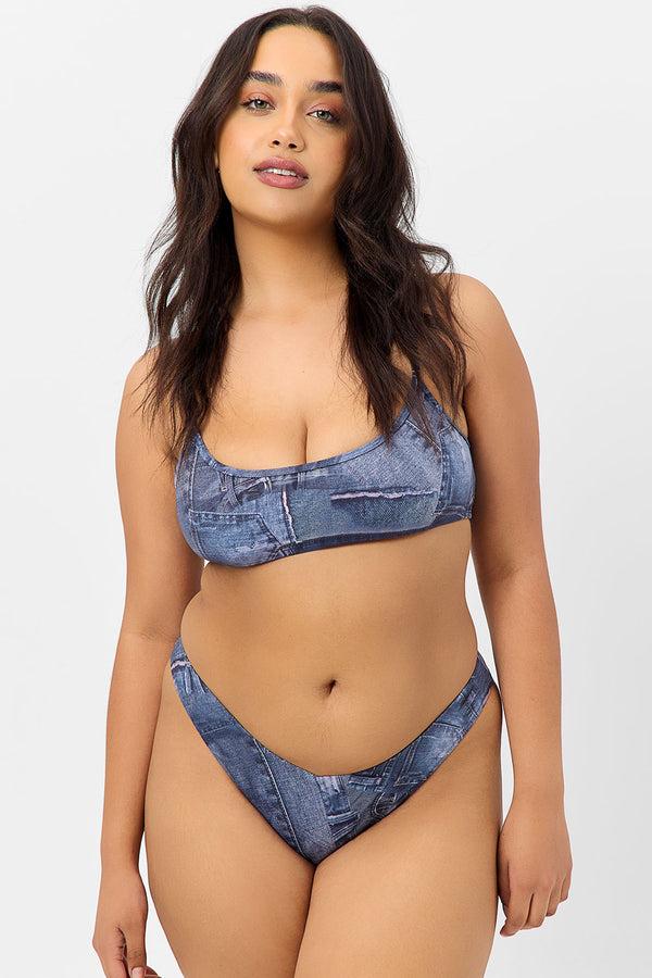 Frankies Bikinis Enzo Cheeky Bikini Bottom Blue Jean