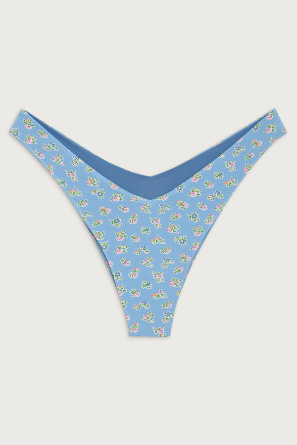 Frankies Bikinis Enzo Cheeky Floral Bikini Bottom Blue Hawaii