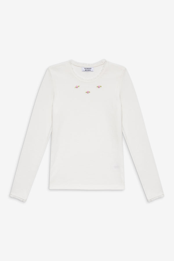 Frankies Bikinis Eve Waffle Long Sleeve Shirt White