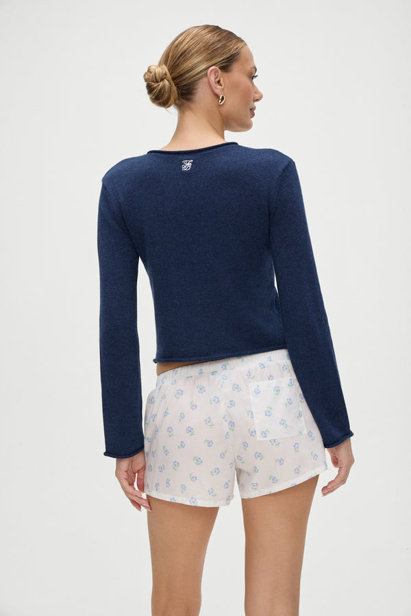 Frankies Bikinis Farmhouse Boxer Sleep Shorts Periwinkle