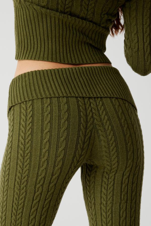 Frankies Bikinis Fleur Cable Cloud Knit Pant Jade Green