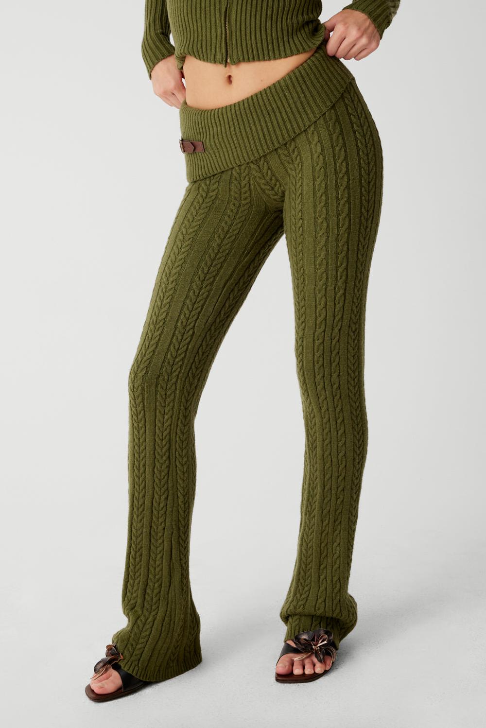 frankies bikinis Fleur Cable Cloud Knit Pant Jade Green