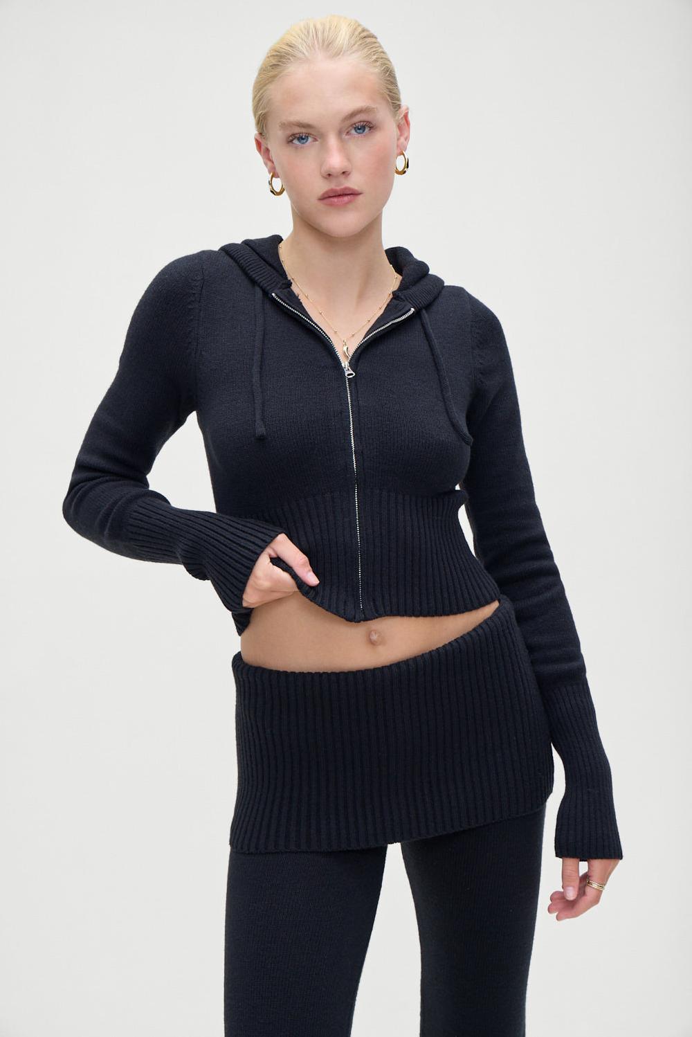 frankies bikinis Aimee Zip Up Hoodie Black