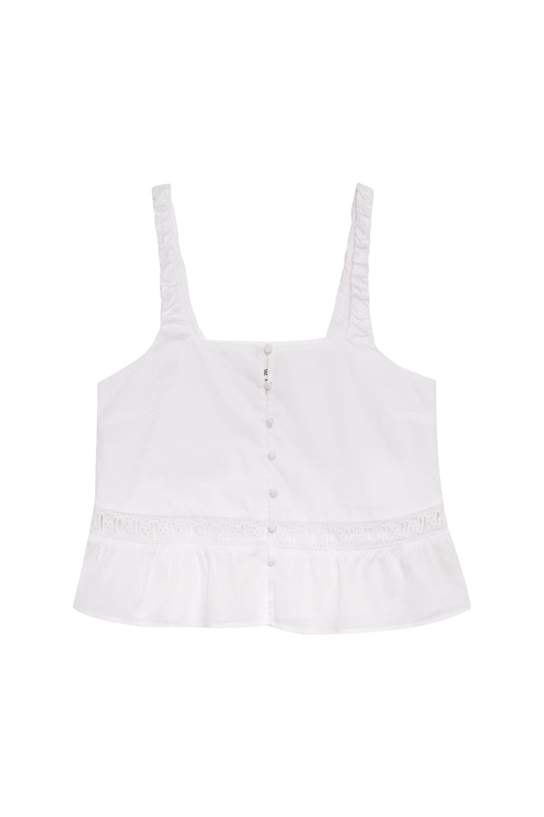 Frankies Bikinis Airy Poplin Buttoned Top White