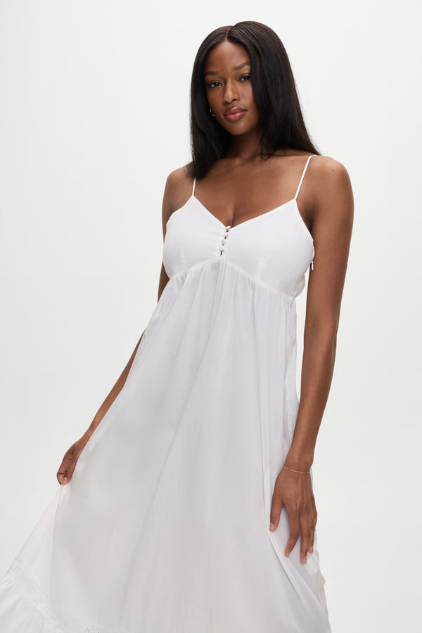 Frankies Bikinis Airy Poplin Midi Dress White
