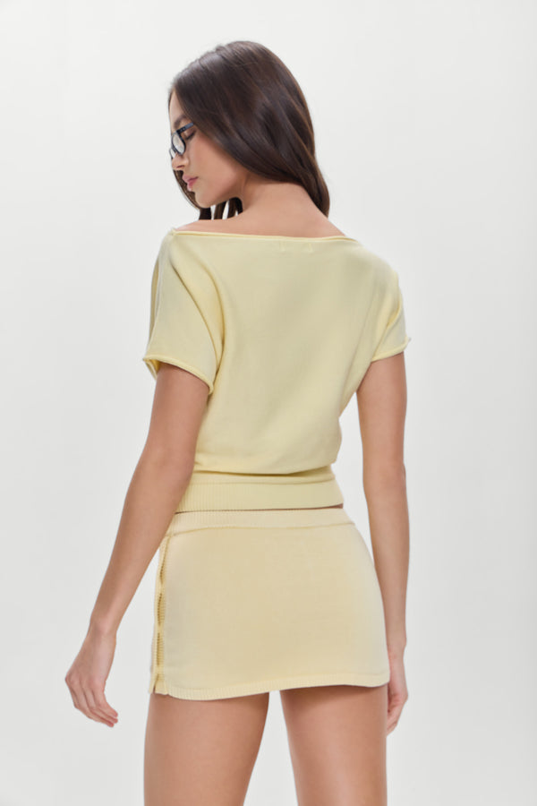 Frankies Bikinis Ash Knit Mini Skort Buttercup