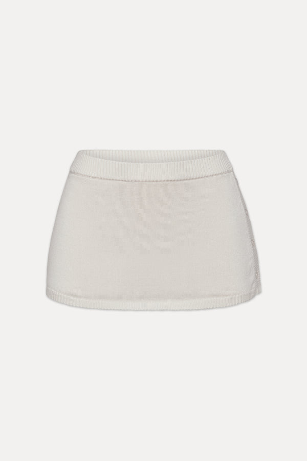 Frankies Bikinis Ash Knit Mini Skort Ivory