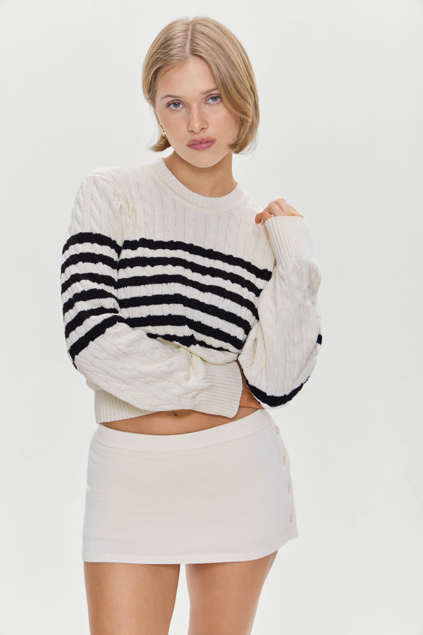 Frankies Bikinis Ash Knit Mini Skort Ivory