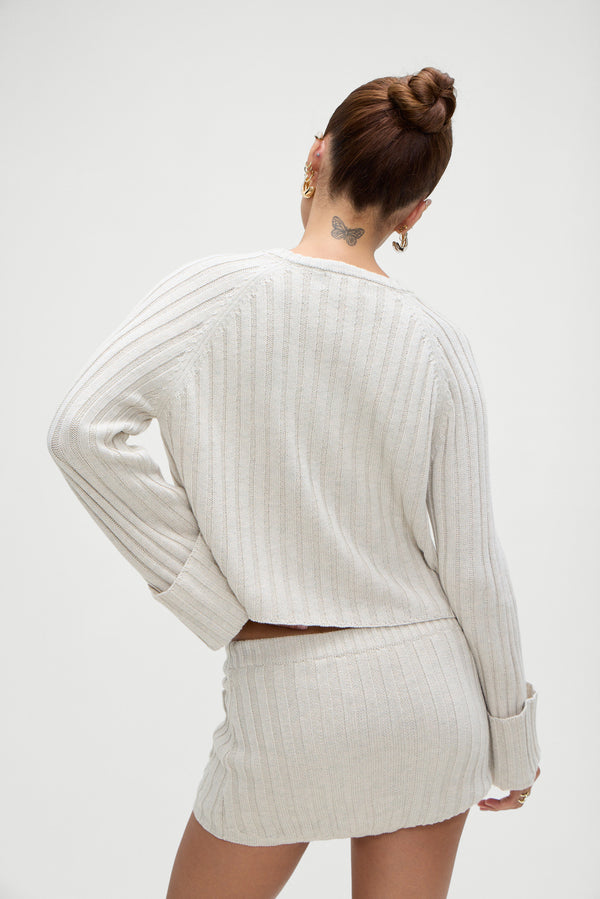 Frankies Bikinis Ashton Knit Mini Skort Cream