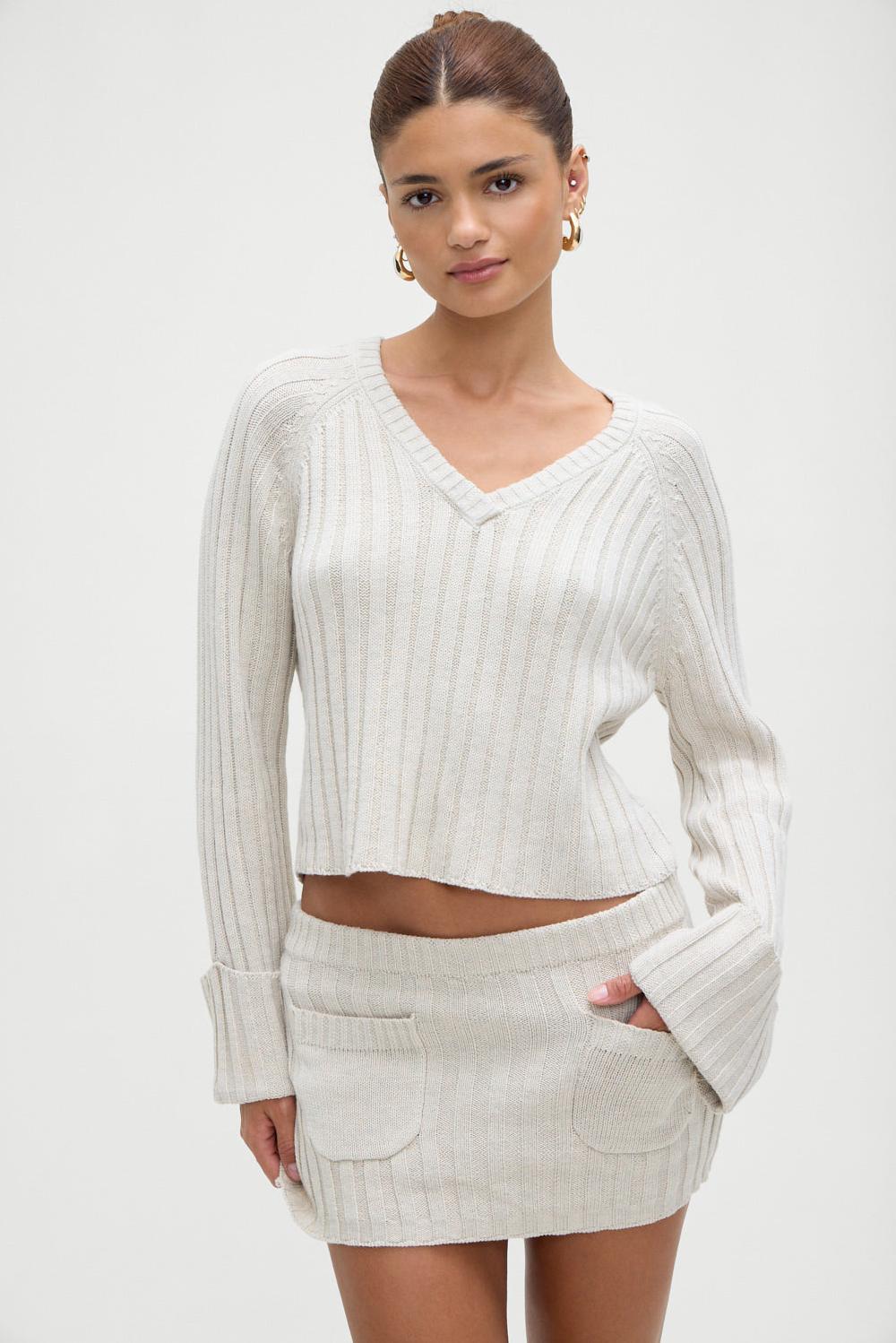 frankies bikinis Ashton Knit Mini Skort Cream