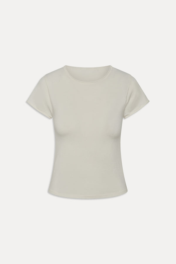 Frankies Bikinis Baylee Knit Tee Soft Vanilla