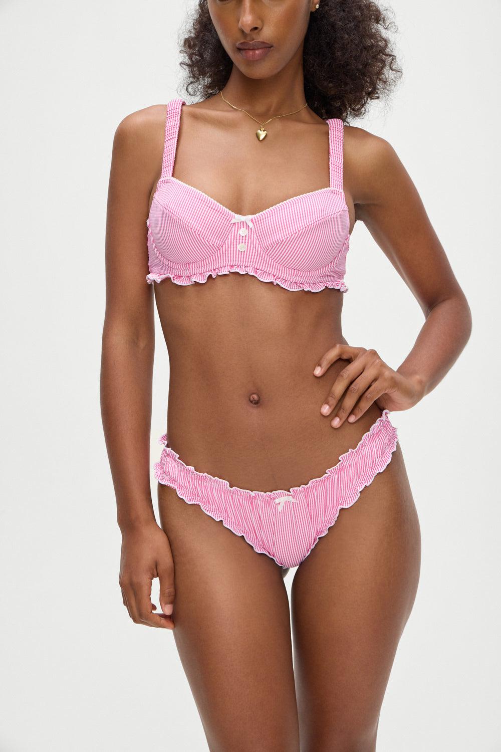 frankies bikinis Beloved Bikini Bottom Pink Stripe