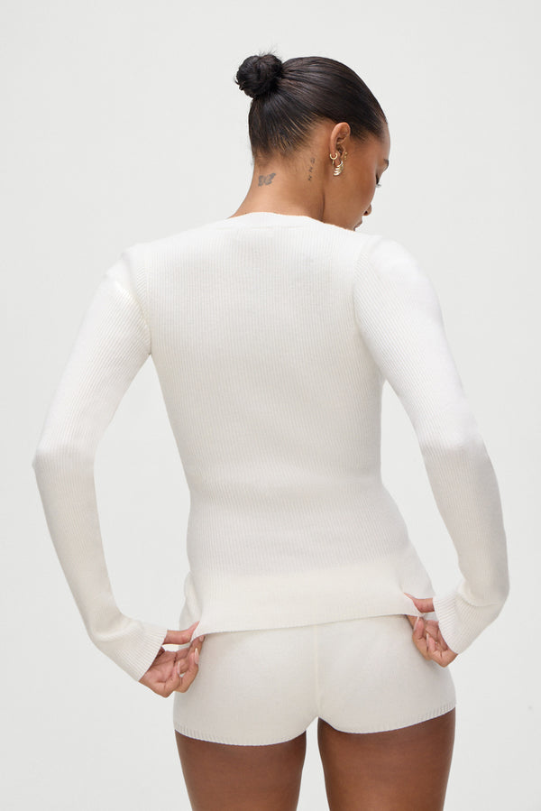 Frankies Bikinis Bradley Knit Booty Shorts White