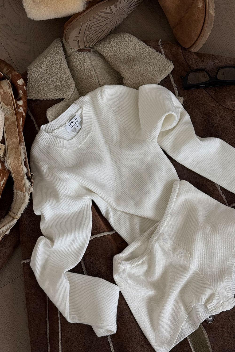 frankies bikinis Bradley Knit Booty Shorts White