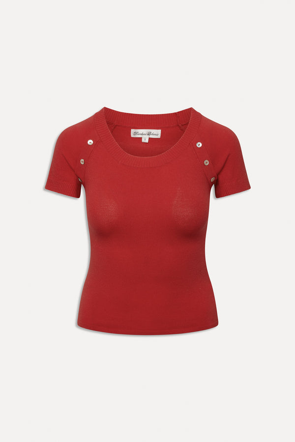 Frankies Bikinis Callum Knit Shirt Cherry