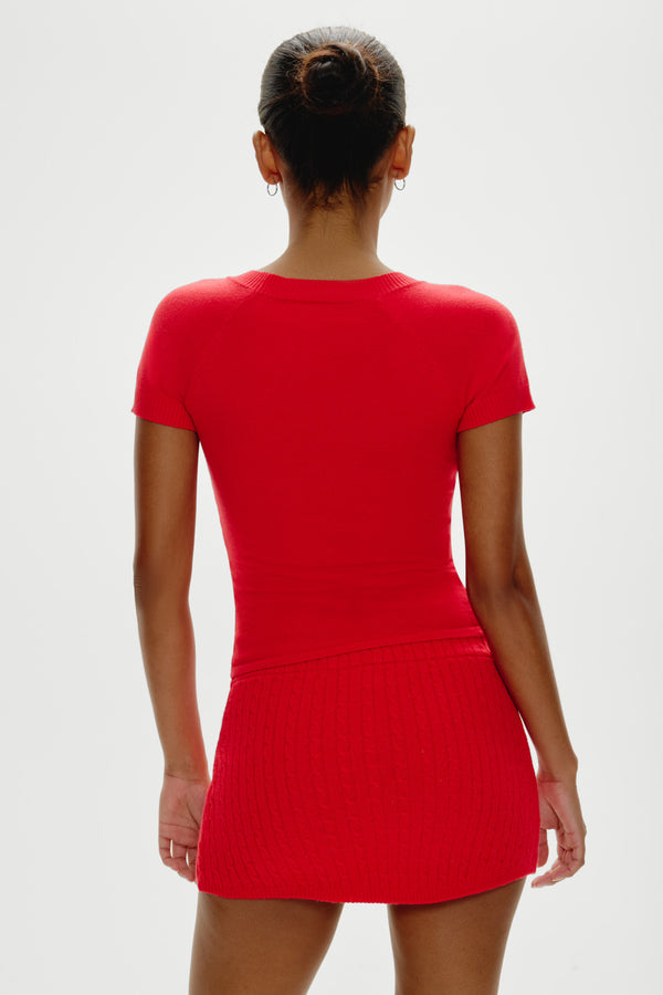 Frankies Bikinis Callum Knit Shirt Cherry