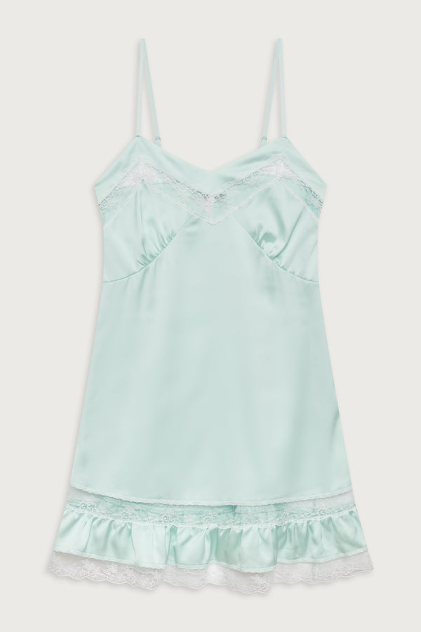 Frankies Bikinis Carson Satin Mini Dress Pistachio