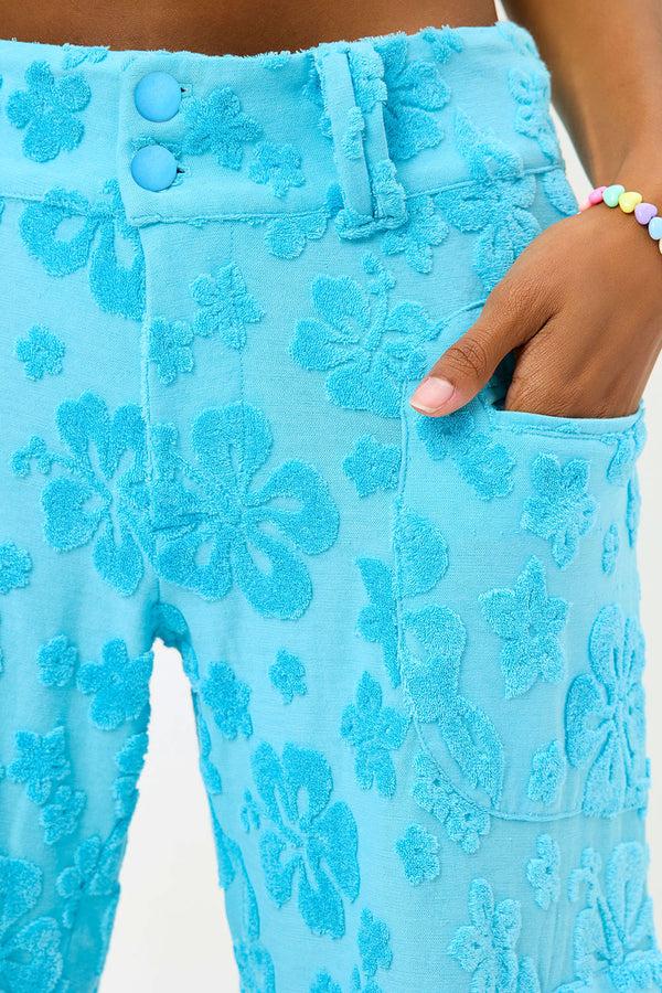 Frankies Bikinis Chilli Terry Cargo Pant Blue Isle