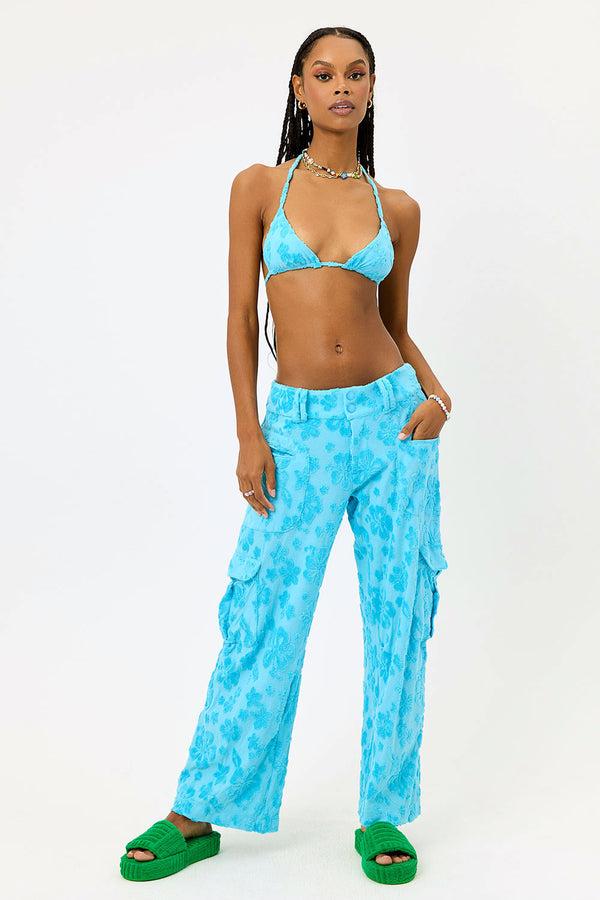 Frankies Bikinis Chilli Terry Cargo Pant Blue Isle