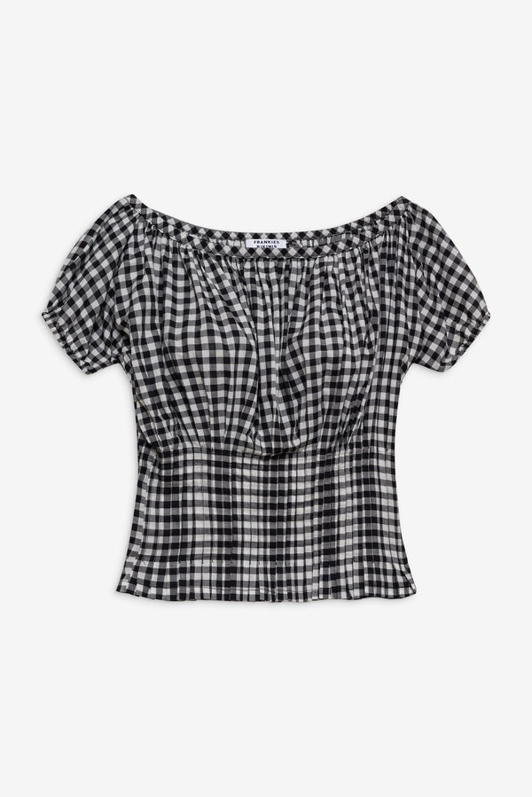 Frankies Bikinis Cider Blouse Black Gingham