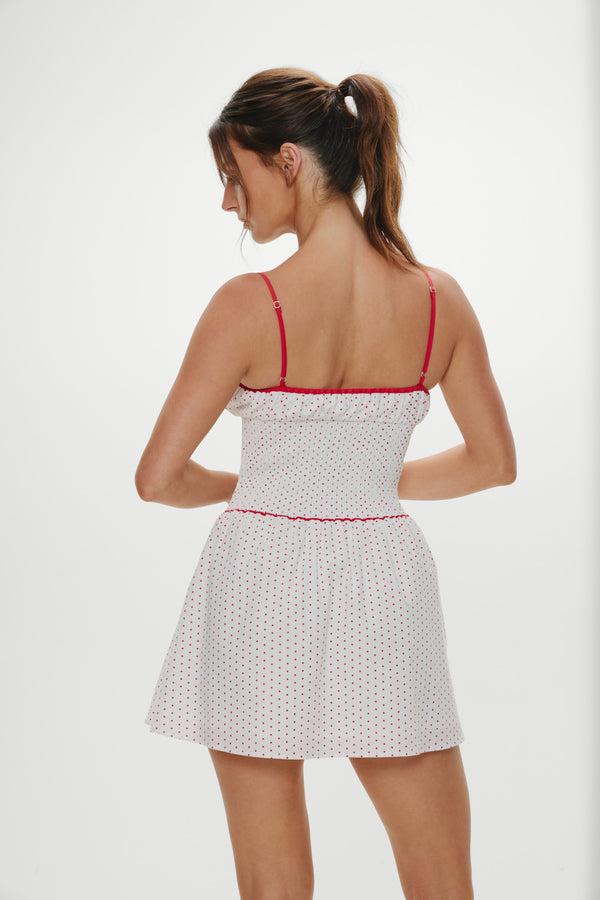 Frankies Bikinis Coast Cotton Mini Dress Red Dot