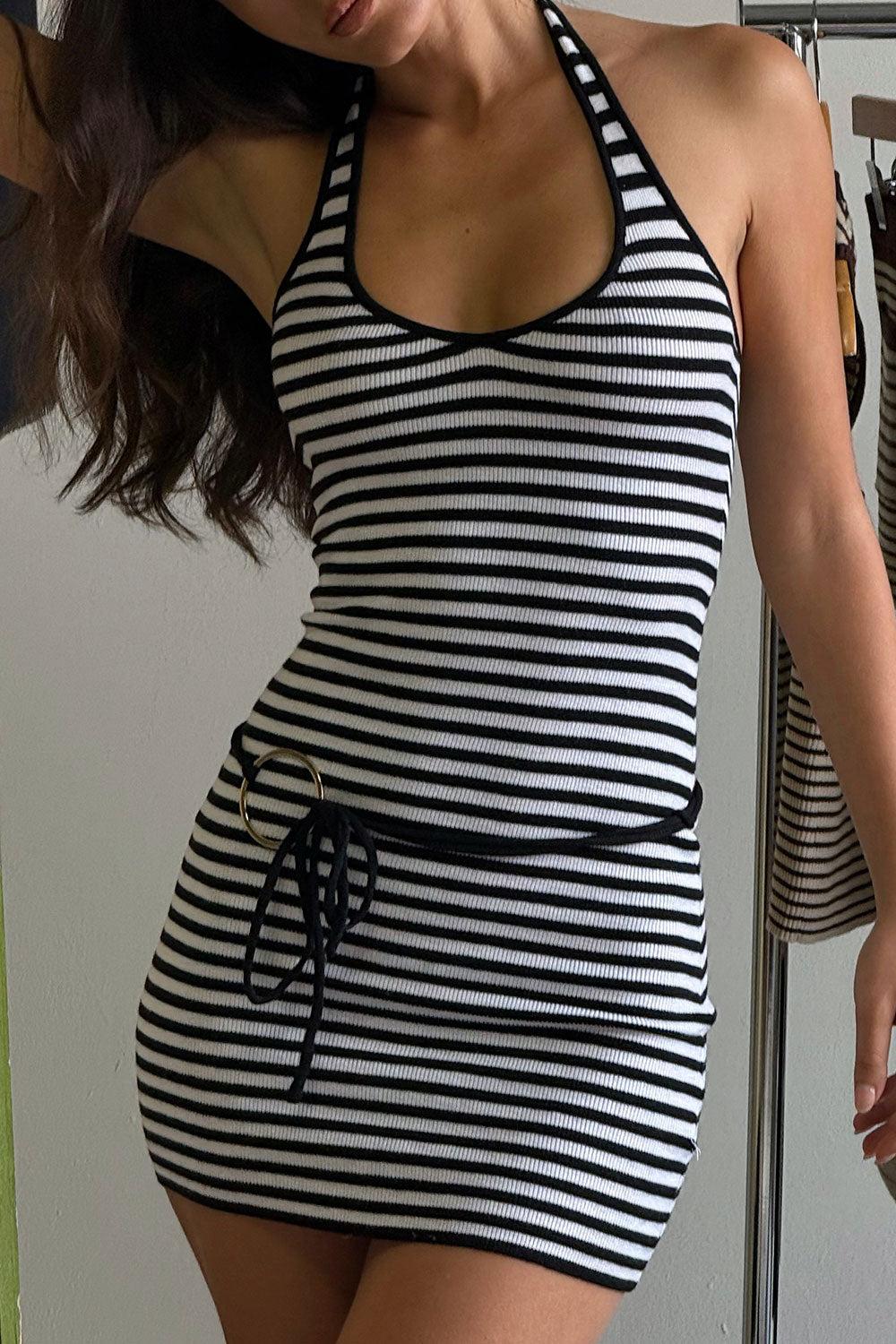 frankies bikinis Dolly Knit Mini Dress Jet Stripe